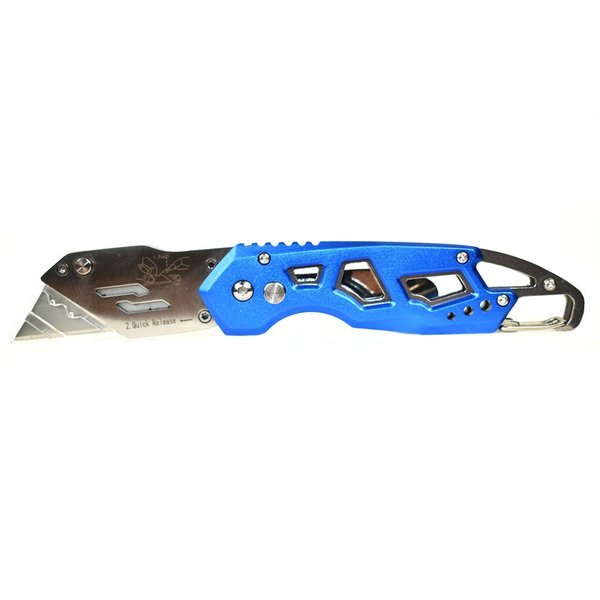 Superior Steel Folding Box Cutter with Belt Clip, Easy Release Button, Quick Change & Lock-Back Design - Blue UK751